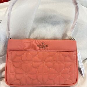 Kate Spade Flower Quilted Fabric Convertible Terracota Shoulder Bag